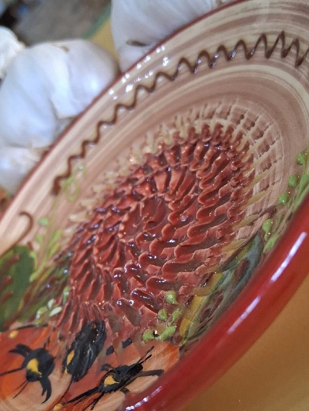 Hand-Painted Ceramic Garlic/ Fruit Grater. Made in Spain.